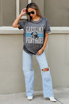 CAROLINA PANTHERS CROWD GOES WILD ACID WASH BOYFRIEND TEE