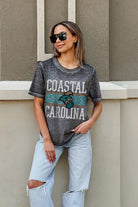 COASTAL CAROLINA CHANTICLEERS CROWD GOES WILD ACID WASH BOYFRIEND TEE