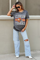 CLEMSON TIGERS CROWD GOES WILD ACID WASH BOYFRIEND TEE