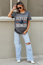 DENVER BRONCOS CROWD GOES WILD ACID WASH BOYFRIEND TEE