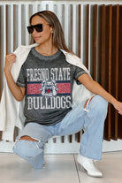 FRESNO STATE BULLDOGS CROWD GOES WILD ACID WASH BOYFRIEND TEE