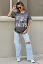 INDIANAPOLIS COLTS CROWD GOES WILD ACID WASH BOYFRIEND TEE