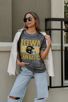 IOWA HAWKEYES CROWD GOES WILD ACID WASH BOYFRIEND TEE