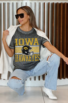 IOWA HAWKEYES CROWD GOES WILD ACID WASH BOYFRIEND TEE