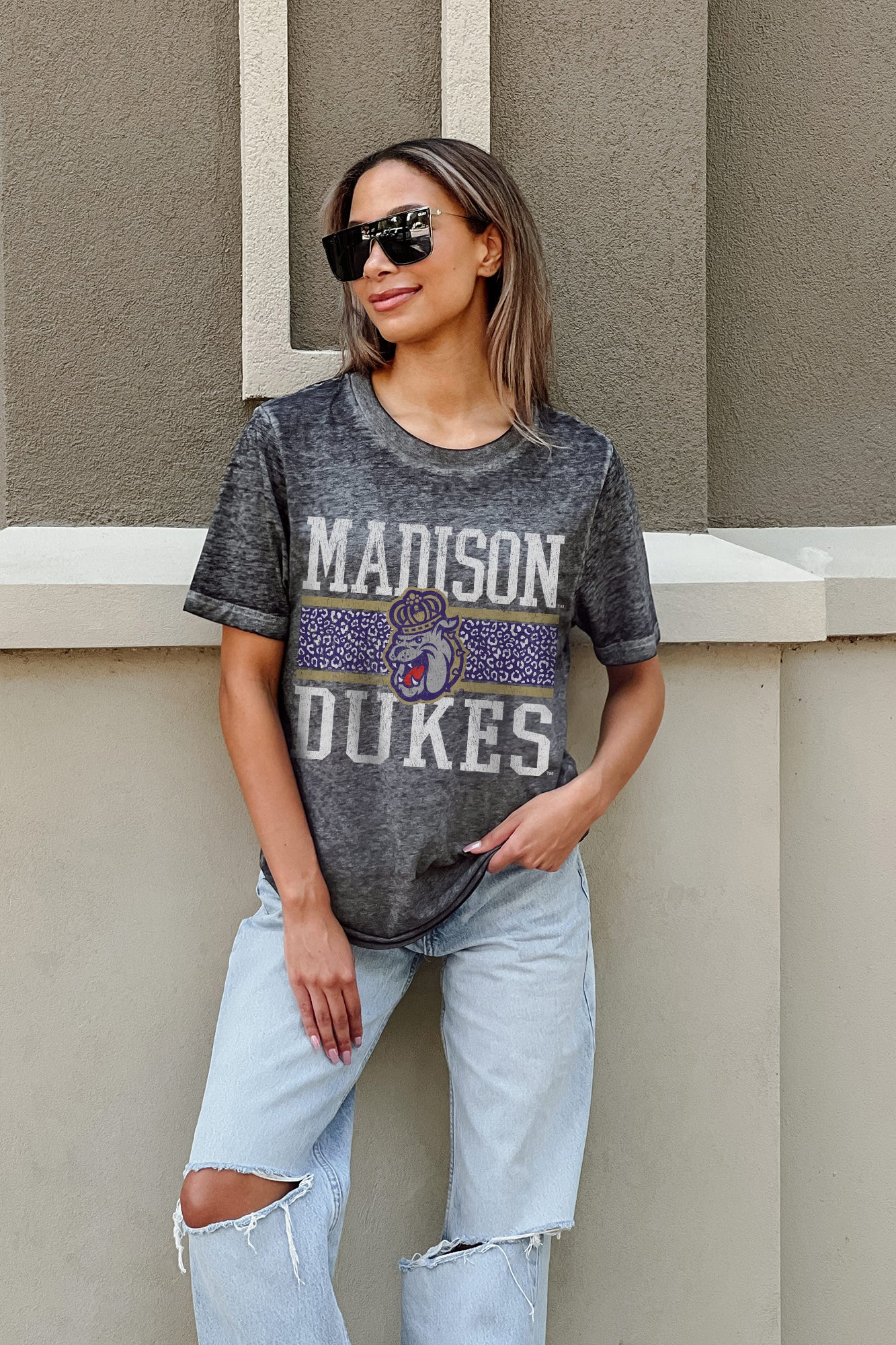 JAMES MADISON DUKES CROWD GOES WILD ACID WASH BOYFRIEND TEE