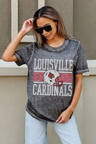 LOUISVILLE CARDINALS CROWD GOES WILD ACID WASH BOYFRIEND TEE