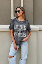 LAS VEGAS RAIDERS CROWD GOES WILD ACID WASH BOYFRIEND TEE