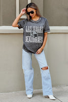 LAS VEGAS RAIDERS CROWD GOES WILD ACID WASH BOYFRIEND TEE