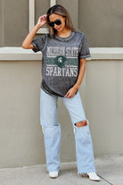 MICHIGAN STATE SPARTANS CROWD GOES WILD ACID WASH BOYFRIEND TEE