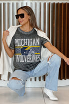 MICHIGAN WOLVERINES CROWD GOES WILD ACID WASH BOYFRIEND TEE