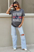 OLE MISS REBELS CROWD GOES WILD ACID WASH BOYFRIEND TEE