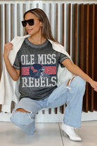 OLE MISS REBELS CROWD GOES WILD ACID WASH BOYFRIEND TEE