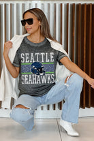 SEATTLE SEAHAWKS CROWD GOES WILD ACID WASH BOYFRIEND TEE