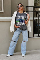 SEATTLE SEAHAWKS CROWD GOES WILD ACID WASH BOYFRIEND TEE