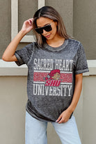 SACRED HEART PIONEERS CROWD GOES WILD ACID WASH BOYFRIEND TEE