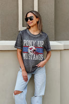 SMU MUSTANGS CROWD GOES WILD ACID WASH BOYFRIEND TEE