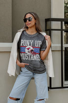 SMU MUSTANGS CROWD GOES WILD ACID WASH BOYFRIEND TEE