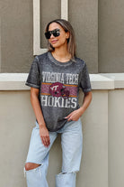 VIRGINIA TECH HOKIES CROWD GOES WILD ACID WASH BOYFRIEND TEE