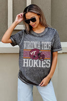 VIRGINIA TECH HOKIES CROWD GOES WILD ACID WASH BOYFRIEND TEE