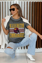 WASHINGTON COMMANDERS CROWD GOES WILD ACID WASH BOYFRIEND TEE