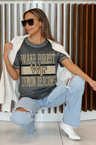 WAKE FOREST DEMON DEACONS CROWD GOES WILD ACID WASH BOYFRIEND TEE