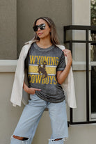 WYOMING COWBOYS CROWD GOES WILD ACID WASH BOYFRIEND TEE