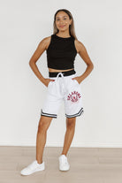 OKLAHOMA SOONERS VICTORY STRIPE RETRO STRIPE ATHLETIC SHORTS BY MADI PREWETT TROUTT