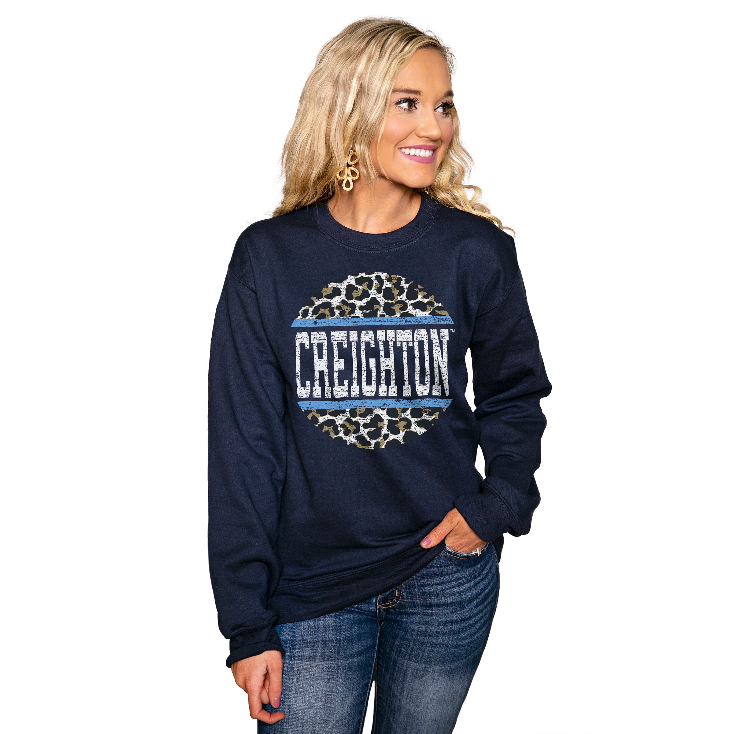 Women's White Creighton Bluejays Scoop & Score Long Sleeve T-Shirt