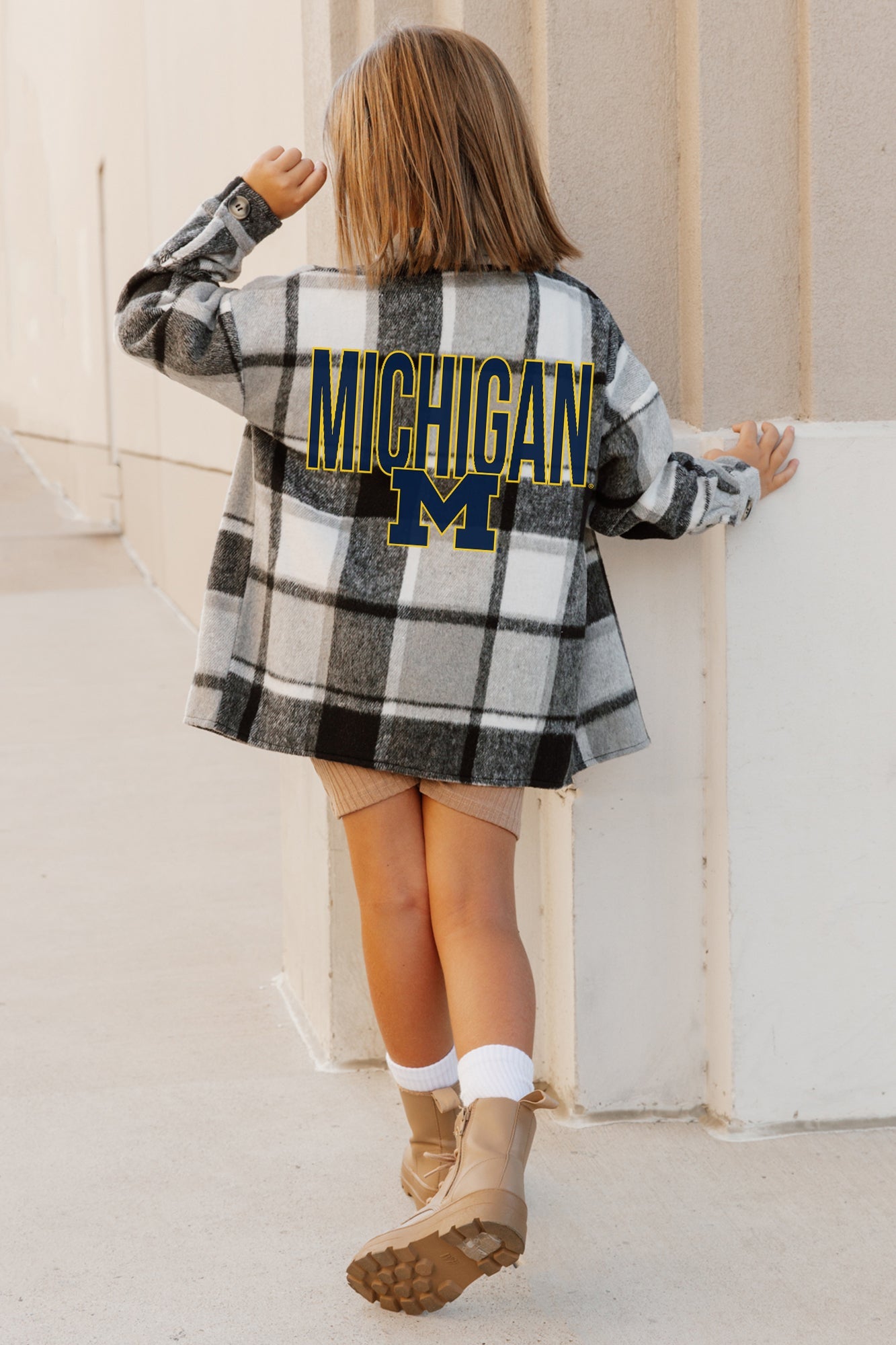 MICHIGAN WOLVERINES MAD FOR PLAID KIDS JENKINS PLAID OVERSHIRT