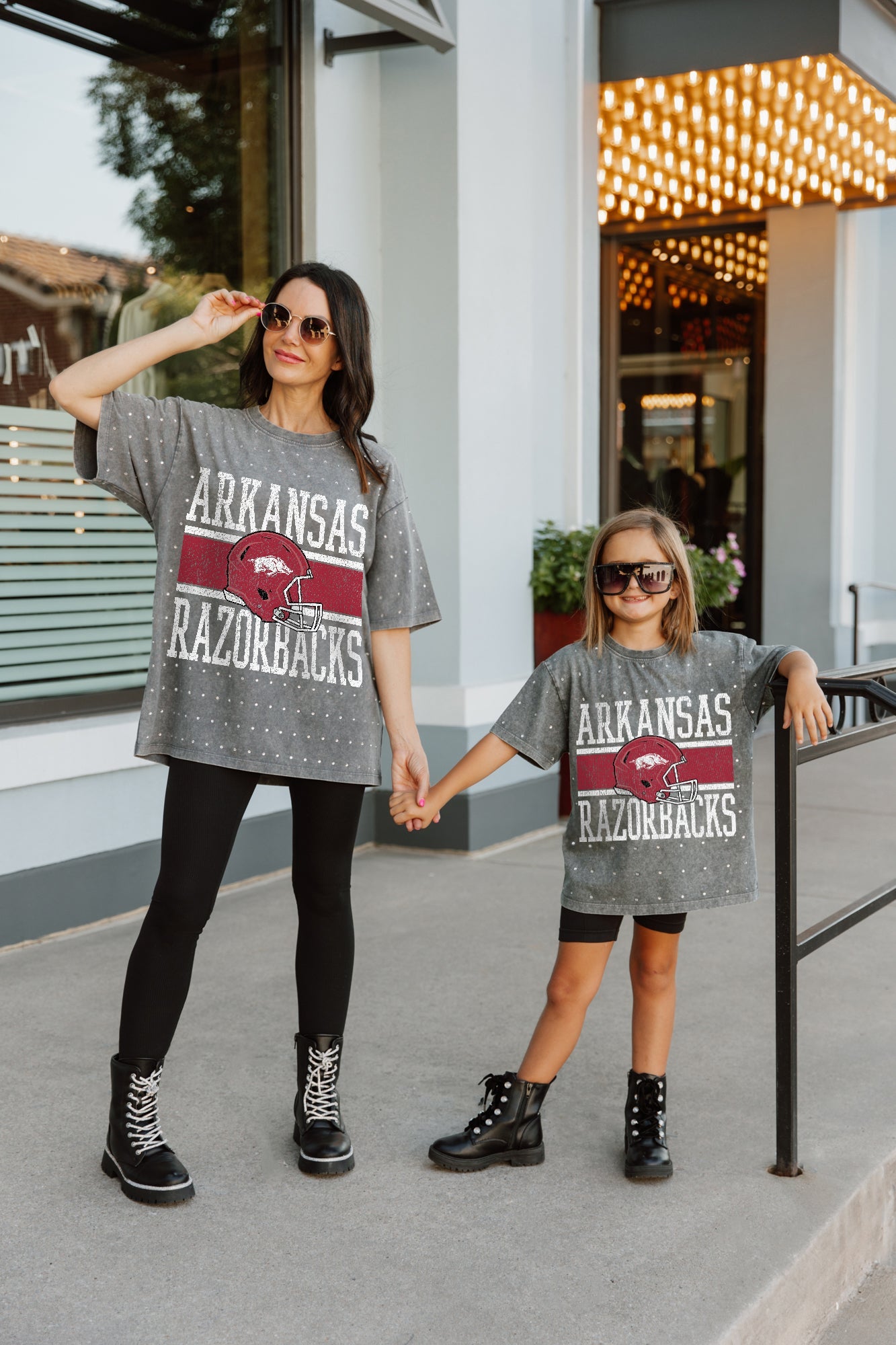 ARKANSAS RAZORBACKS ON THE BALL KIDS MINI RHINESTONE SHORT SLEEVE CLASSIC TEE