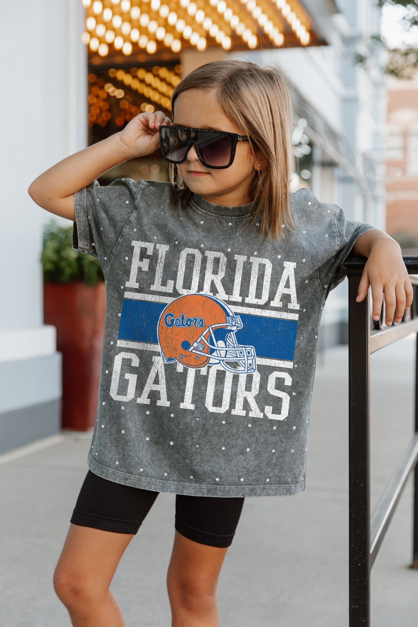 FLORIDA GATORS ON THE BALL KIDS MINI RHINESTONE SHORT SLEEVE CLASSIC TEE