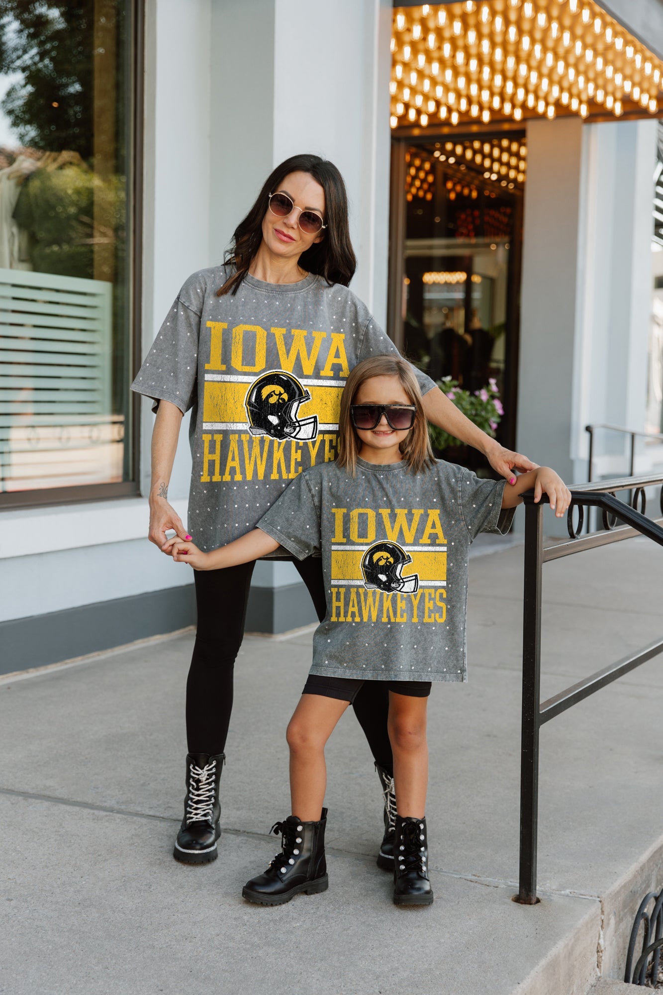 IOWA HAWKEYES ON THE BALL KIDS MINI RHINESTONE SHORT SLEEVE CLASSIC TEE