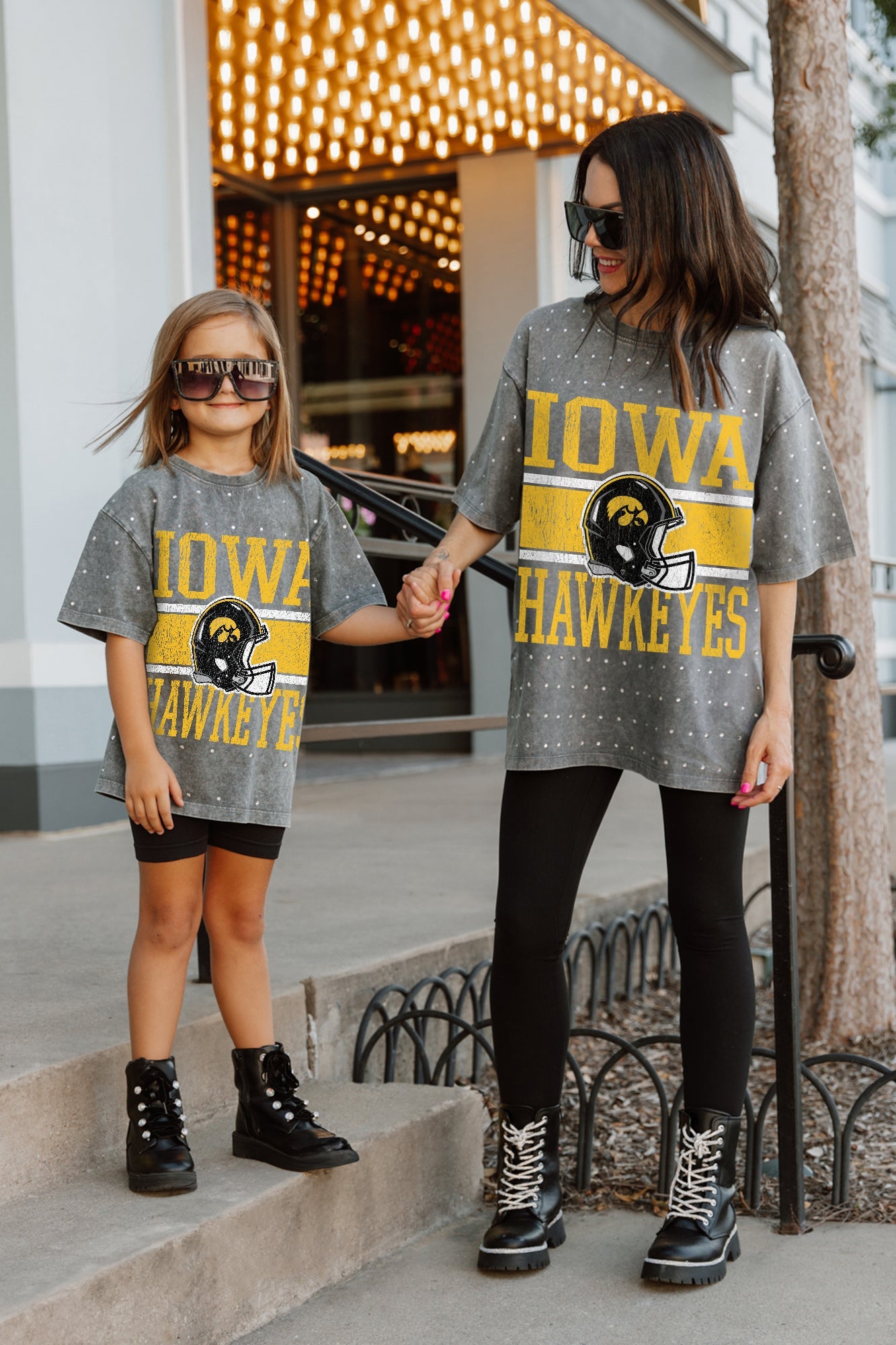 IOWA HAWKEYES ON THE BALL KIDS MINI RHINESTONE SHORT SLEEVE CLASSIC TEE