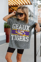 LSU TIGERS ON THE BALL KIDS MINI RHINESTONE SHORT SLEEVE CLASSIC TEE