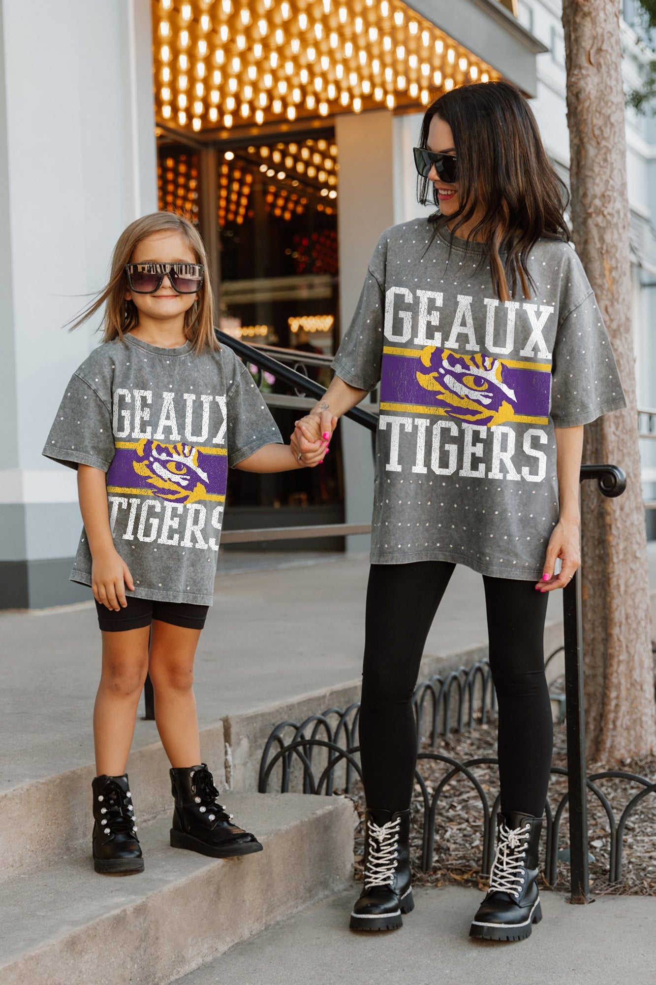 LSU TIGERS ON THE BALL KIDS MINI RHINESTONE SHORT SLEEVE CLASSIC TEE