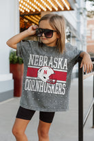 NEBRASKA CORNHUSKERS ON THE BALL KIDS MINI RHINESTONE SHORT SLEEVE CLASSIC TEE