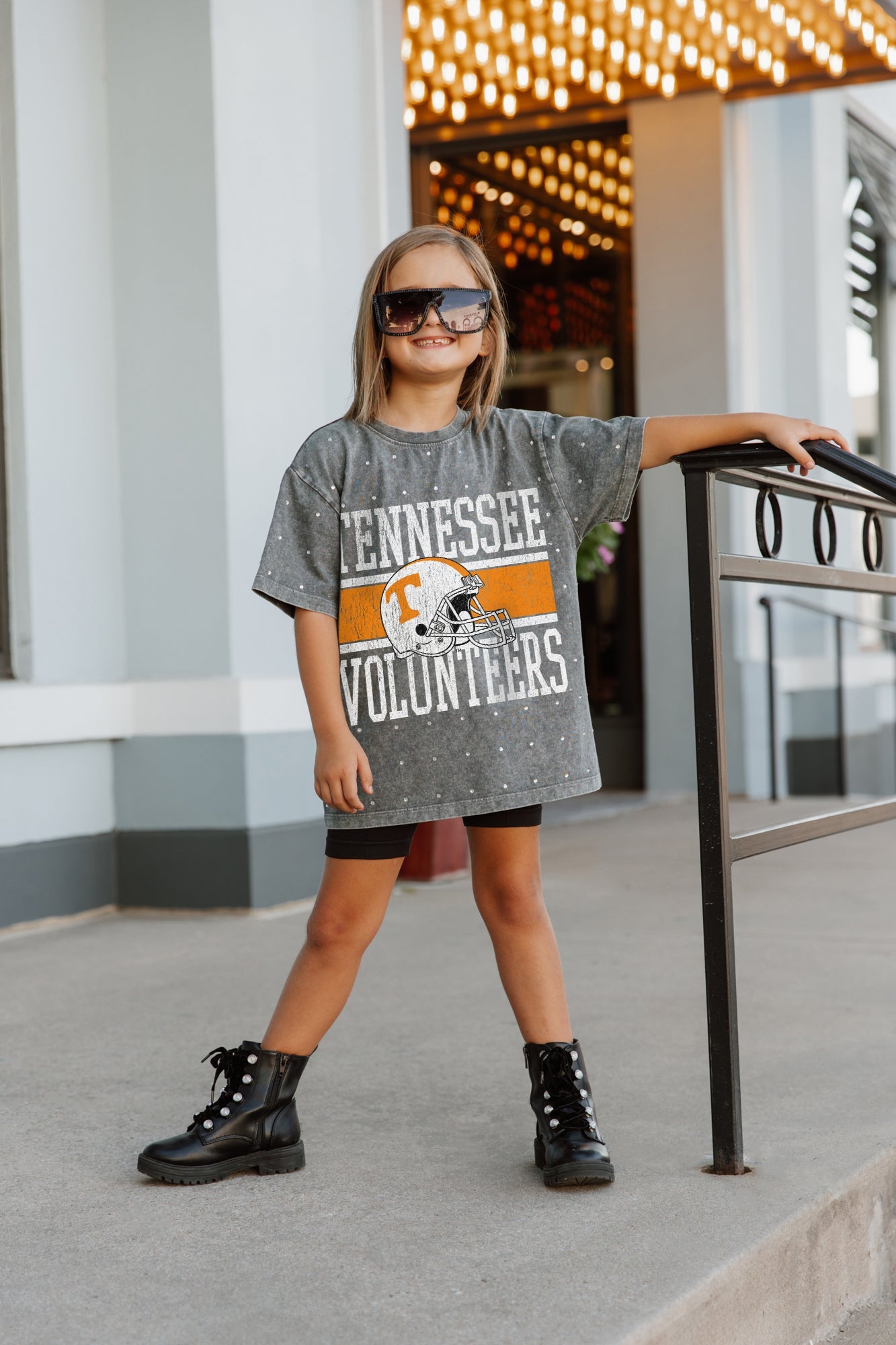 TENNESSEE VOLUNTEERS ON THE BALL KIDS MINI RHINESTONE SHORT SLEEVE CLASSIC TEE