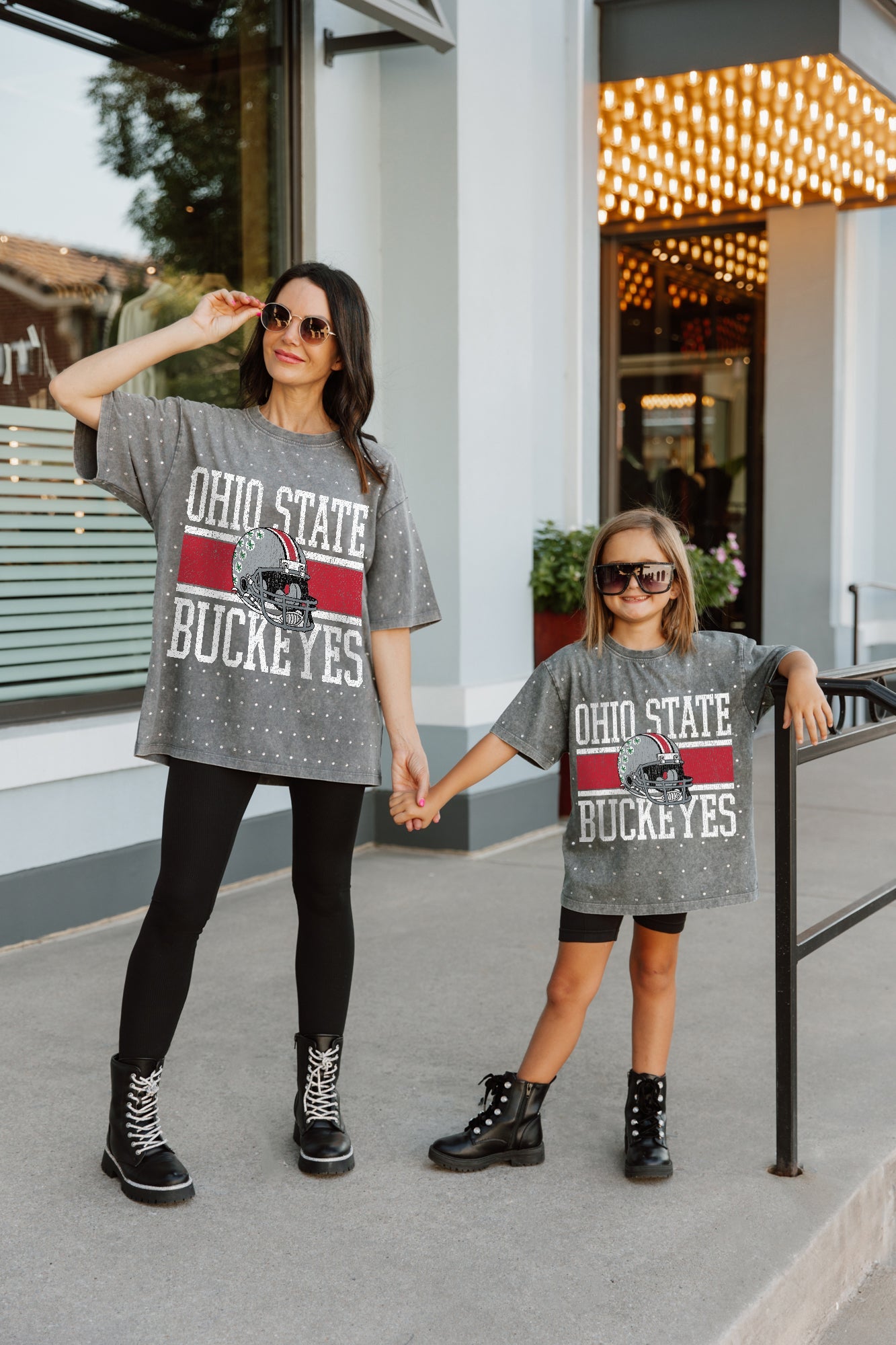 OHIO STATE BUCKEYES ON THE BALL KIDS MINI RHINESTONE SHORT SLEEVE CLASSIC TEE