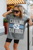 NORTH CAROLINA TAR HEELS ON THE BALL KIDS MINI RHINESTONE SHORT SLEEVE CLASSIC TEE