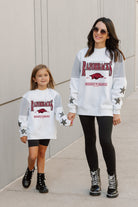 ARKANSAS RAZORBACKS DYNAMIC KIDS CREWNECK FLEECE WITH JERSEY MESH CONTRAST SHOULDER SWEATSHIRT