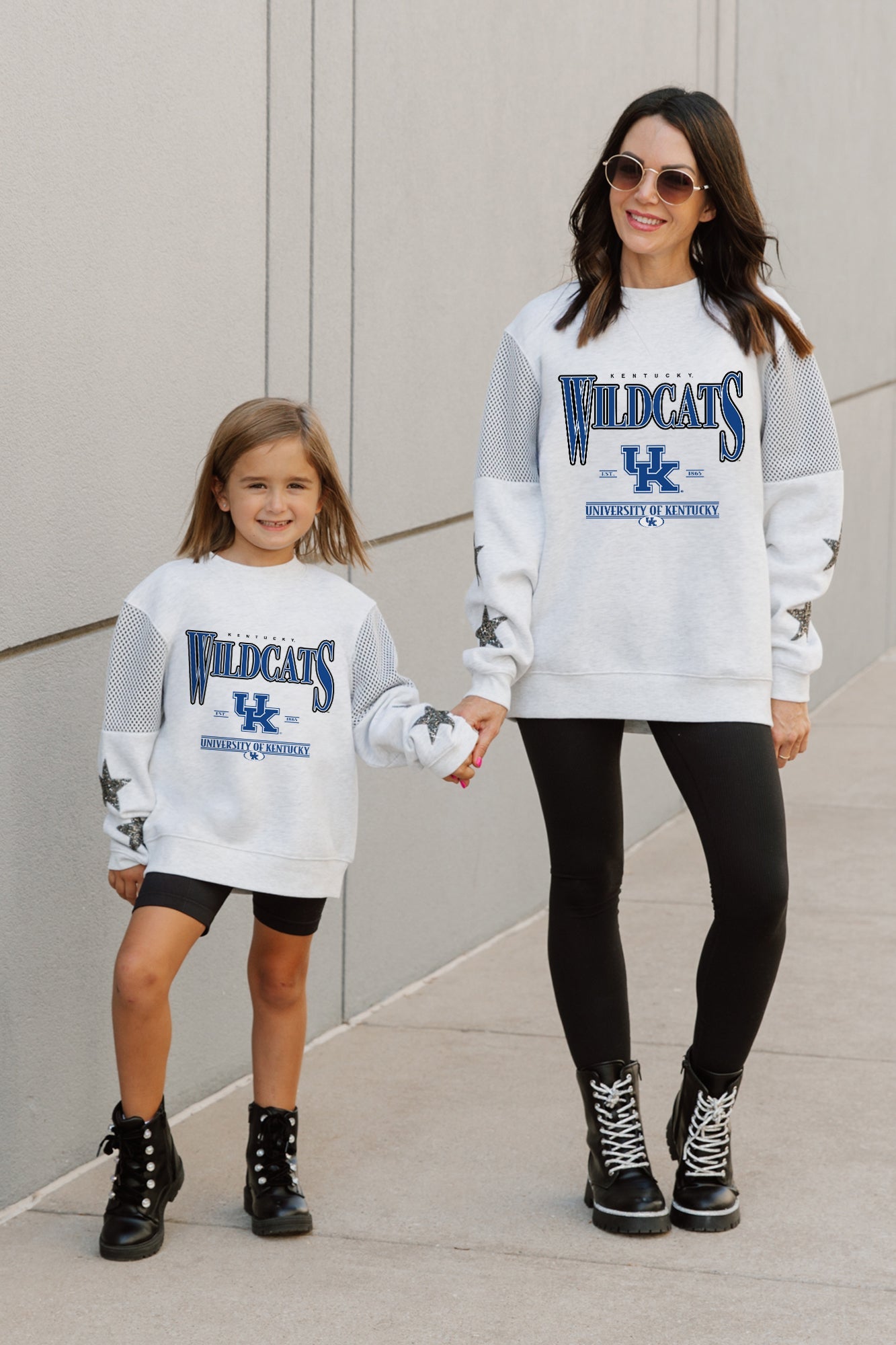 KENTUCKY WILDCATS DYNAMIC KIDS CREWNECK FLEECE WITH JERSEY MESH CONTRAST SHOULDER SWEATSHIRT