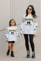 MICHIGAN WOLVERINES DYNAMIC KIDS CREWNECK FLEECE WITH JERSEY MESH CONTRAST SHOULDER SWEATSHIRT