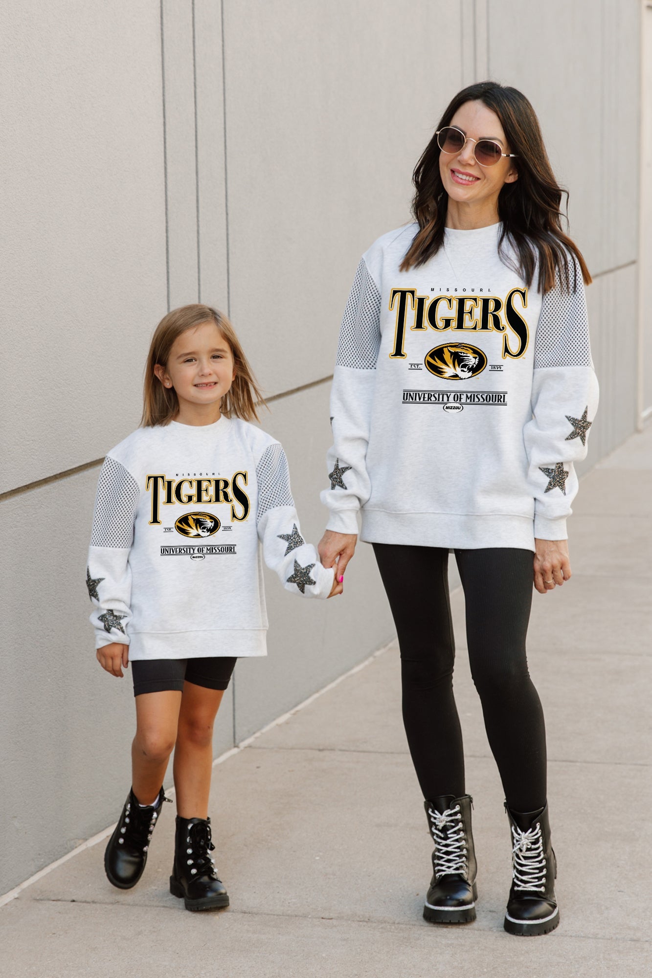 MISSOURI TIGERS DYNAMIC KIDS CREWNECK FLEECE WITH JERSEY MESH CONTRAST SHOULDER SWEATSHIRT