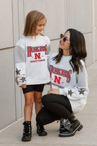 NEBRASKA CORNHUSKERS DYNAMIC KIDS CREWNECK FLEECE WITH JERSEY MESH CONTRAST SHOULDER SWEATSHIRT