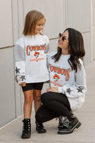 OKLAHOMA STATE COWBOYS DYNAMIC KIDS CREWNECK FLEECE WITH JERSEY MESH CONTRAST SHOULDER SWEATSHIRT