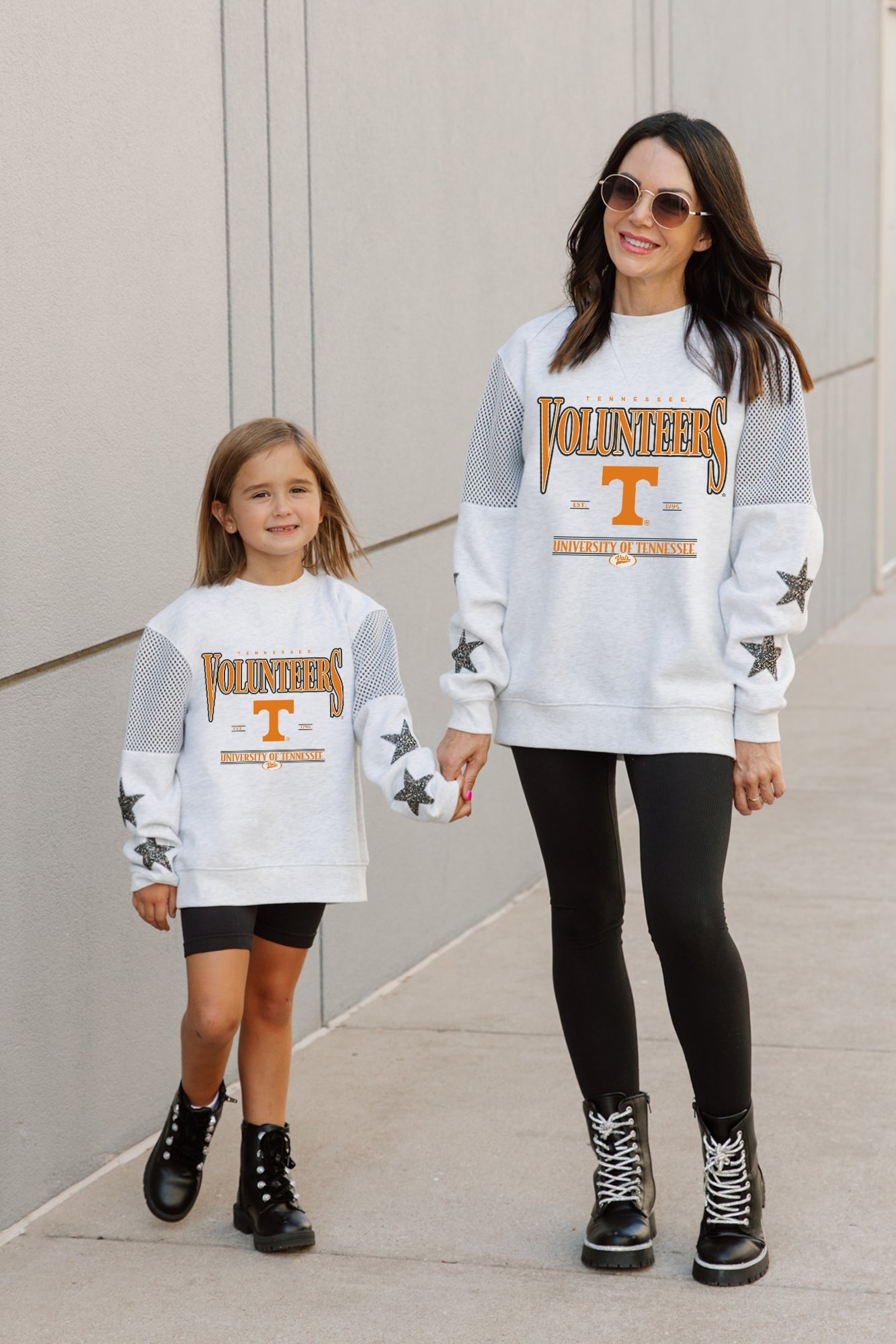 TENNESSEE VOLUNTEERS DYNAMIC KIDS CREWNECK FLEECE WITH JERSEY MESH CONTRAST SHOULDER SWEATSHIRT