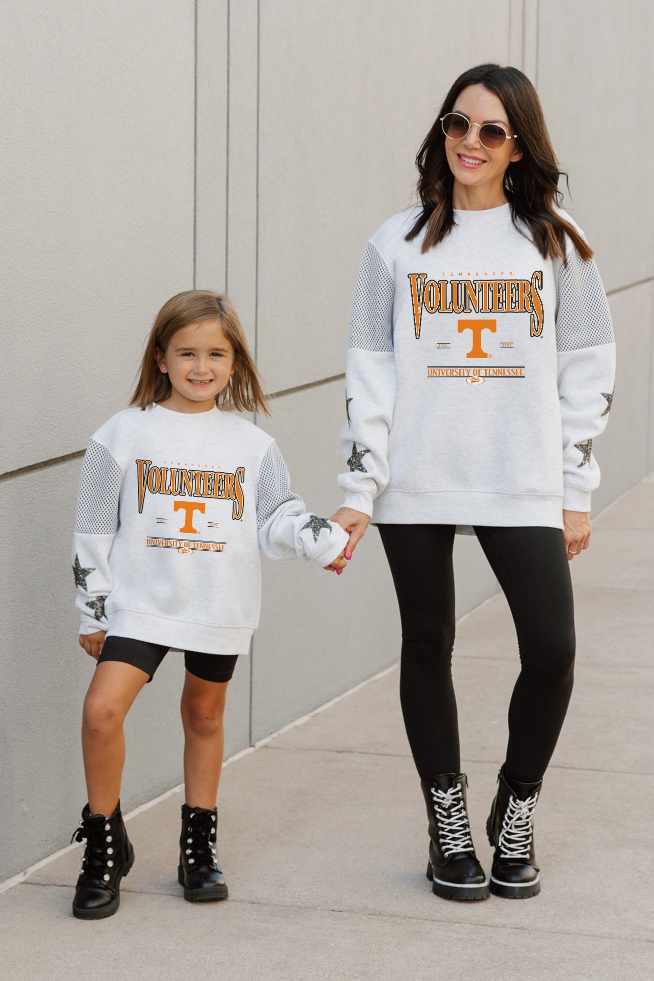 TENNESSEE VOLUNTEERS DYNAMIC KIDS CREWNECK FLEECE WITH JERSEY MESH CONTRAST SHOULDER SWEATSHIRT