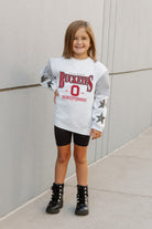 OHIO STATE BUCKEYES DYNAMIC KIDS CREWNECK FLEECE WITH JERSEY MESH CONTRAST SHOULDER SWEATSHIRT