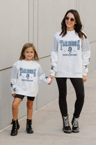 NORTH CAROLINA TAR HEELS DYNAMIC KIDS CREWNECK FLEECE WITH JERSEY MESH CONTRAST SHOULDER SWEATSHIRT