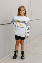 WEST VIRGINIA MOUNTAINEERS DYNAMIC KIDS CREWNECK FLEECE WITH JERSEY MESH CONTRAST SHOULDER SWEATSHIRT